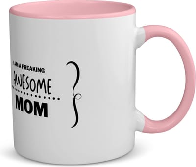 Akyol - i am a freaking awesome mom koffiemok - theemok - roze - Mama - geweldige moeder - liefste moeder - verjaardag - cadeau - kado - bedankje - geschenk - 350 ML inhoud