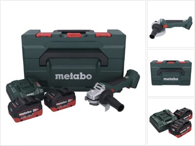 Metabo W 18 L BL 9-125 accu haakse slijper 18 V 125 mm borstelloos + 2x accu 8.0 Ah + lader + metaBOX