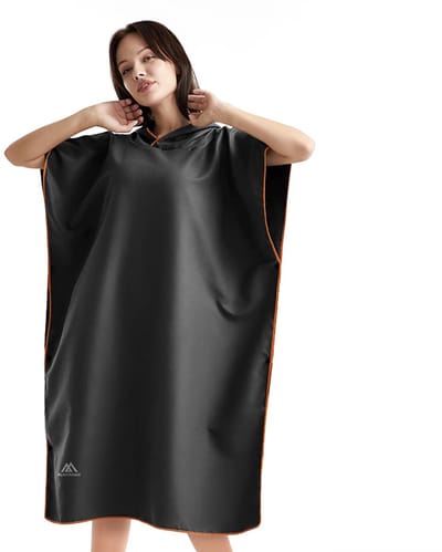 Allecto - Microvezel poncho - Sneldrogend - 110 x 80 cm - Ideaal voor strand en sauna - Unisex - Zwart