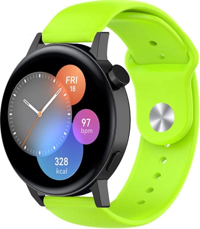 Strap-it Siliconen sport bandje - geschikt voor Huawei Watch GT 2 42mm / GT 3 42mm / GT 3 Pro 43mm - lichtgroen