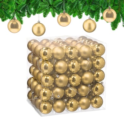 kerstballen set van 100 - Ø 6 cm - glanzend - mat - kunststof - goud