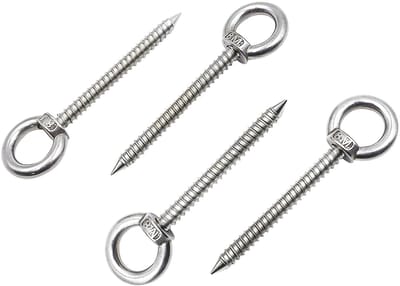 Ringschroeven M8, 304 roestvrij staal, heavy duty oogschroeven voor hangmatten, luifels en schommelstoelen, 80 mm lengte, ideaal voor bloemenhangers en kabelbevestigingen