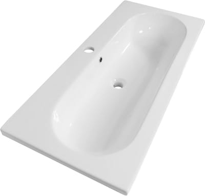 Saniclass Meubelwastafel - 100x47x3.5cm - overloop - 1 wasbak midden - 1 kraangat - keramiek - wit