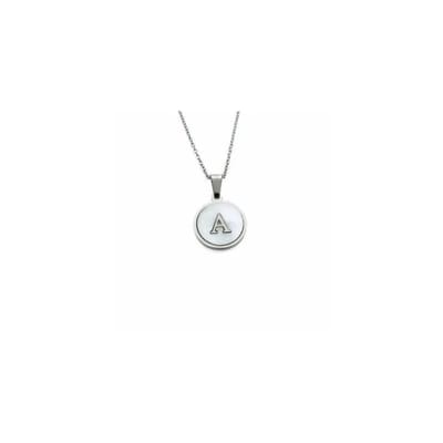 Aramat Jewels | Halskettingen | Initiaal Halsketting Zilverkleurig Schelp – 45cm Chirurgisch Staal 16mm | E | |1,5mm | Staal | Volwassenen | Verkleurd niet