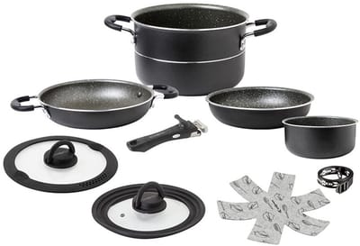 Brunner Pirate NG Camping Pannenset - Ø 22 - 8 Delig - Stapelbaar - Aluminium - PFOA vrij