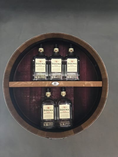Wanddisplay "Bullas" / Wandrek / Hout / Wijnvat