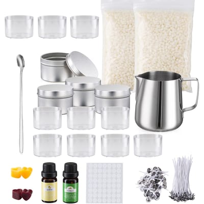 Kit de fabrication de bougies à bricoler soi-même, fournitures complètes pour débutants, comprenant un Pot de cire d'abeille, des mèches de bougies, du colorant de bougie blanc