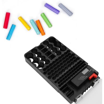 104 Vakken Draagbare Batterij Organizer Opbergdoos Draagtas Houder Met Batterijtester black