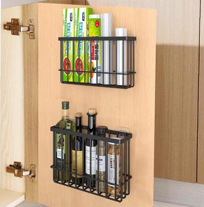 Unyqoos ® Zelfklevende Wandgemonteerde Organizers voor Keuken, Badkamer en Koelkast - Set van 2 Stuks Zwart