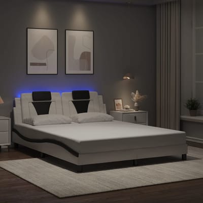 vidaXL - Bedframe - "Viana" - met - LED - zonder - matras - wit - en - zwart - 160x200 - cm