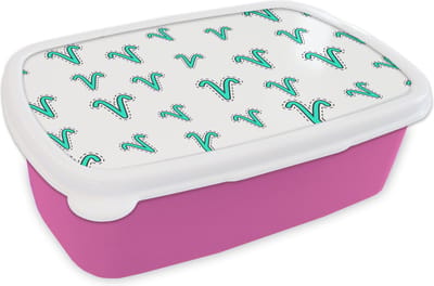 Broodtrommel Roze - Lunchbox - Brooddoos - Ram - Zodiac - Design - 18x12x6 cm - Kinderen - Meisje