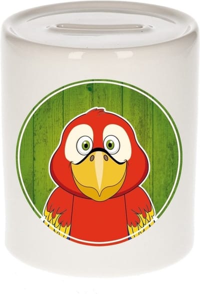 Vrolijke papegaai dieren spaarpot 9 cm - papegaaien - spaarpotten voor kinderen
