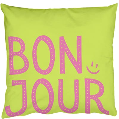 Sierkussens - Kussentjes Woonkamer - 50x50 cm - Groen - Smiley - Bonjour - Roze