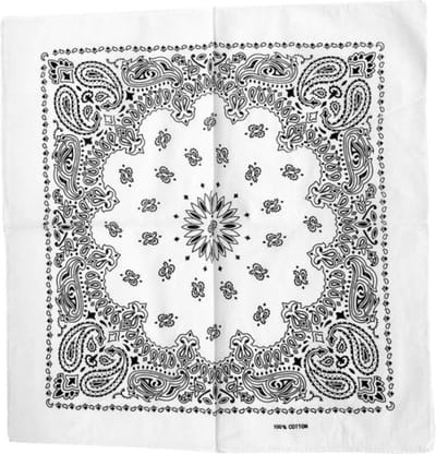 Fako Fashion - Bandana - Hoofddoek - Mondbescherming - Zakdoek - Sjaal - Paisley II - Wit