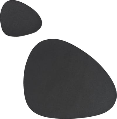 Placemats en onderzetters lederlook - set 6x - zwart - 34 x 42 cm