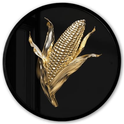 Poster in lijst Rond - Fotolijst 40x40 cm - Posters - Mais - Eten - Goud - Zwart - Ronde posterlijst zwart - Decoratie - Wanddecoratie woonkamer - Muurdecoratie slaapkamer
