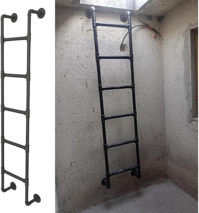 Noodladder - Vluchtladder Kelder - Veilige Ontsnapping - Stevig Metaalontwerp - 165 cm - Zwart