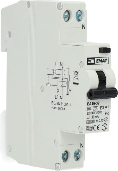 EMAT aardlekautomaat B6 1P+N 30mA Type A (85006000)