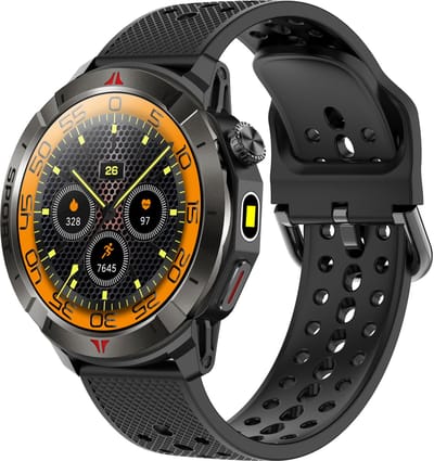 Knobbout Outdoor GPS Smartwatch – 1.43” Scherm AMOLED Scherm (466×466) – Bluetooth Bellen – Always-On Display (AOD)-Dubbele Frequentie + 6-Satelliet Locatie – Kompas, Hoogtemeter, Barometer– IP68 Waterdicht – 10 Dagen Batterijduur- Zwart