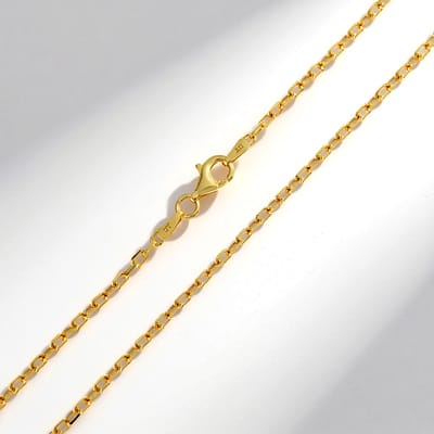 Cavill - Vergulde Zilveren Ankerketting - 925 Sterling Zilver - Elegante Fijne Halsketting 45 cm - Gouden Gloed - Dames Sieraad Met Karabijnsluiting