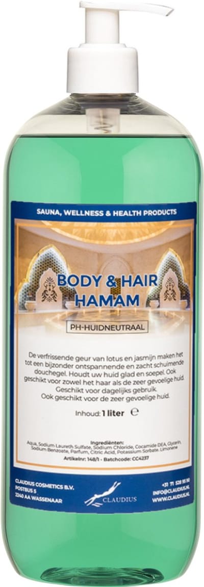 Body & Hair Hamam 1 liter met witte pomp - 2 in 1 voor lichaam en haar