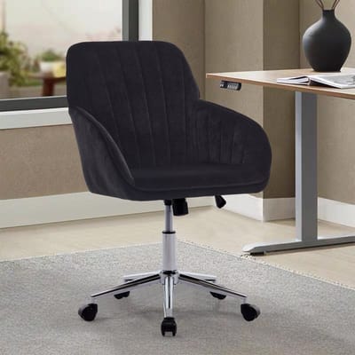 STILVORA Bureaustoel Verstelbare Zithoogte 50-59 Cm - Ergonomisch Draaibaar - Voor Kantoor En Slaapkamer - Fluweel Zwart