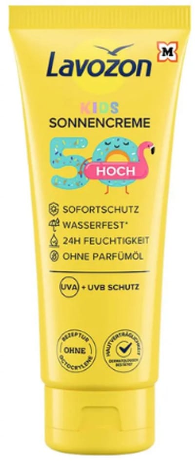 Kinder Zonnecrème SPF 50 Hoog - Lavozon Kids | 100 ml - Factor 50 | Waterbestendig - Parfumvrije formule