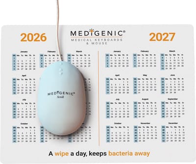 Medigenic - Hygiënische Muismat - Weekkalender - 2026 / 2027 - Dun - Antislip - Makkelijk te reinigen & desinfecteren