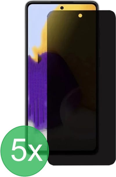 Privacy Full Screenprotector 5x Geschikt voor Samsung Galaxy A72 - screen protector - volledige glas - bescherming - beschermglas - Anti Spy - ZT Accessoires