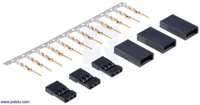 JR Connector Pack, Male – 3 Compleet JR Connectors + Reservepinnen– 22‑26 AWG pololu-1925