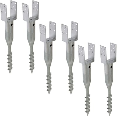 6x U-profiel grondbus om in te schroeven 9x9 cm 68,5 cm lengte thermisch verzinkt voor vierkanthout 90 mm