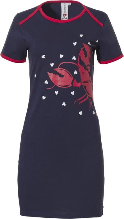 Blauw Rebelle nachthemd kreeft - Blauw - Maat - 44