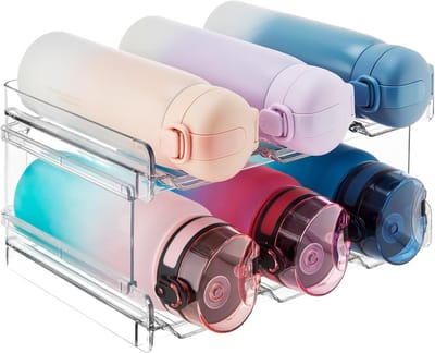Famanu - Waterfleshouder set van 2 – stapelbaar – voor keuken, kast of kantoor