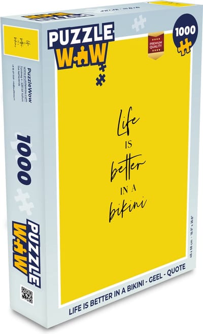 Puzzel Life is better in a bikini - Geel - Quote - Legpuzzel - Puzzel 1000 stukjes volwassenen
