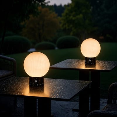 Glitzerlife - Tafellamp Bedlampje - 2 stuks Nachtlampje - Draadloos Oplaadbaar - LED Bolvormige Glas Tafellamp - Touch Dimbaar 3 Kleurtemperaturen USB-C Oplaadbaar IP44 Waterdicht - Glas - Ø15cm - Zwart-Wit