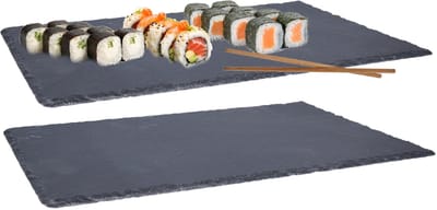 Serveerplank - Set van 2x stuks - leisteen - 45 x 30 cm - snack dienblad - stijlvol