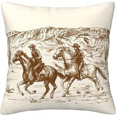 Cowboy & Paard Westelijke Woestijn Print Kussensloop, Multi-Scene Gebruik, Kussensloop voor Bank, Slaapkamer & Auto 45x45cm