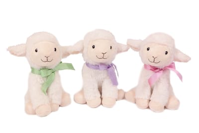 PIA Soft Toys-Set van 3 Pluche Schaap Knuffels met strik 3 ass. 18 cm