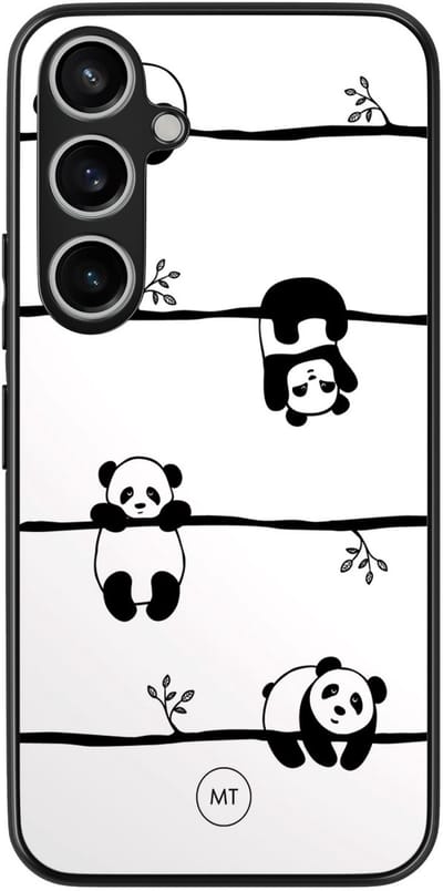Hoesje geschikt voor Samsung Galaxy A55 - Panda - TPU Hard Case Backcover - Zwart, Wit - Mooie Telefoonhoesjes