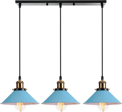 Hanglamp Modern E27 Kroonluchter Industriële 3 Licht Plafondlamp voor Keuken Slaapkamer Woonkamer Blauw
