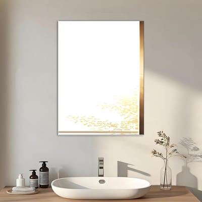 Ronde Badkamerspiegel van Glas zonder Rand, 40cm HD Wandspiegel voor Badkamer, Woonkamer en Hal Decoratie, Perfect voor Make-up en Verlichting