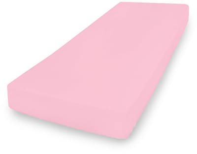 Jersey hoeslaken 180x200x20 cm roze, 100% katoen, met elastiek