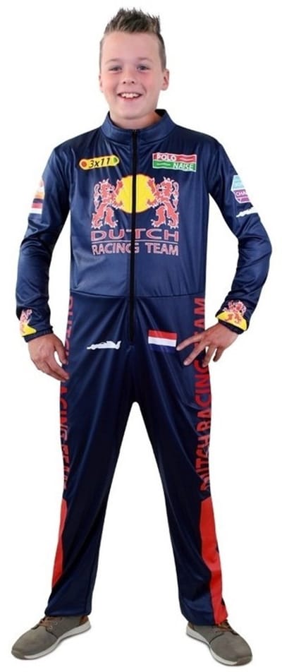 Race coureur overall - donkerblauw - verkleedkleding - voor kinderen - Dutch Racing Team - kostuum 104