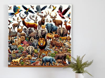 Pixel art dieren schilderij | Prachtige fauna vereeuwigd in levendige pixelkunst creatie meesterwerk | Kunst - 30x30 centimeter op Dibond | Foto op Dibond