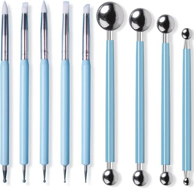 Modelleergereedschap set 9 stuks - keramische tools - blauw - voor kleisculpturen - ShopVlot