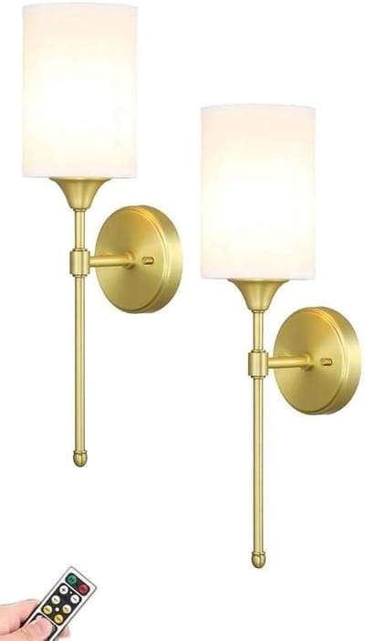Wandkandelaars op Batterijen - Draadloze Wandlampen - Sfeerverlichting Creëren - Met Afstandsbediening - Set van 2 - Goud