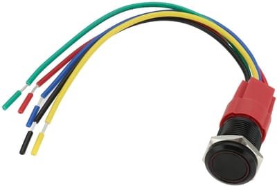 Allecto - LED Knop Schakelaar - Tuimelschakelaar met Draad - Zwart - 16mm Installatie - Zelf Resetten - Geschikt voor Diverse Toepassingen