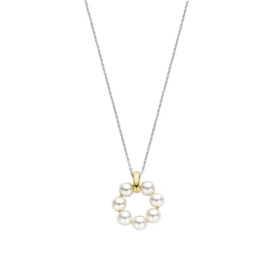 TI SENTO Dames Ketting - 925 zilver - Parel met geel verguld - Maat 42 - 34036YP