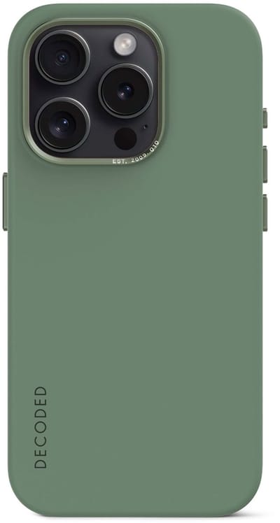 DECODED Siliconen Hoesje voor iPhone 15 Pro Max - Anti-Bacterieel Hoesje - Geschikt voor MagSafe - Sage Leaf Green Groen