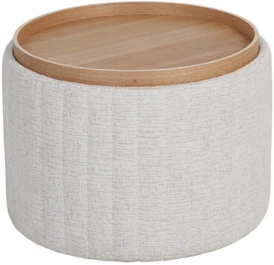 DÉJA Living Salontafel Angela - Beige/Naturel - Ø55cm - Incl. Opbergruimte
